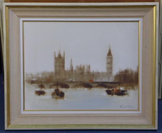 § Anthony Robert Klitz (1917-2000) Westminster Palace from the Thames, 14 x 18in.